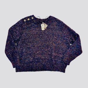 NWT LANE BRYANT Multicolor Metallic Sweater with Sparkly Buttons‎ - 18/20